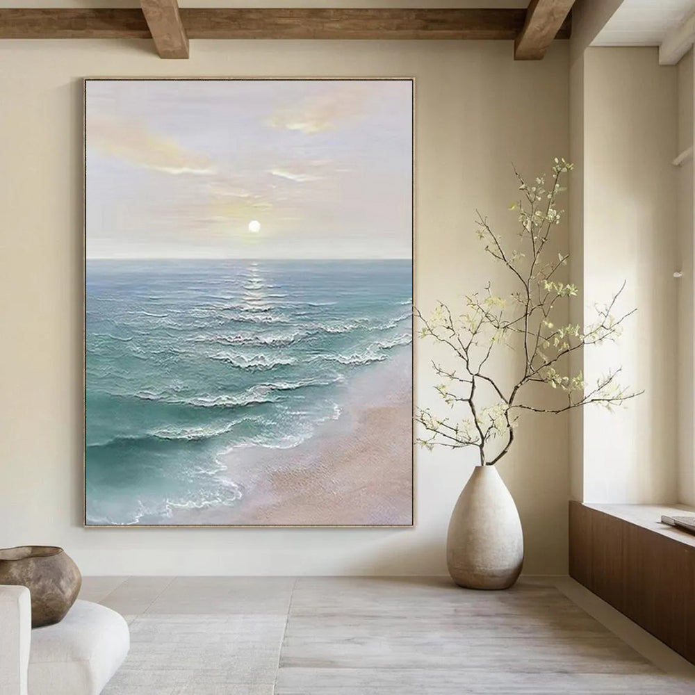 “Soft Colored Sea Sunset” - Realistic - Inspired Coastal Painting On Canvas DS350