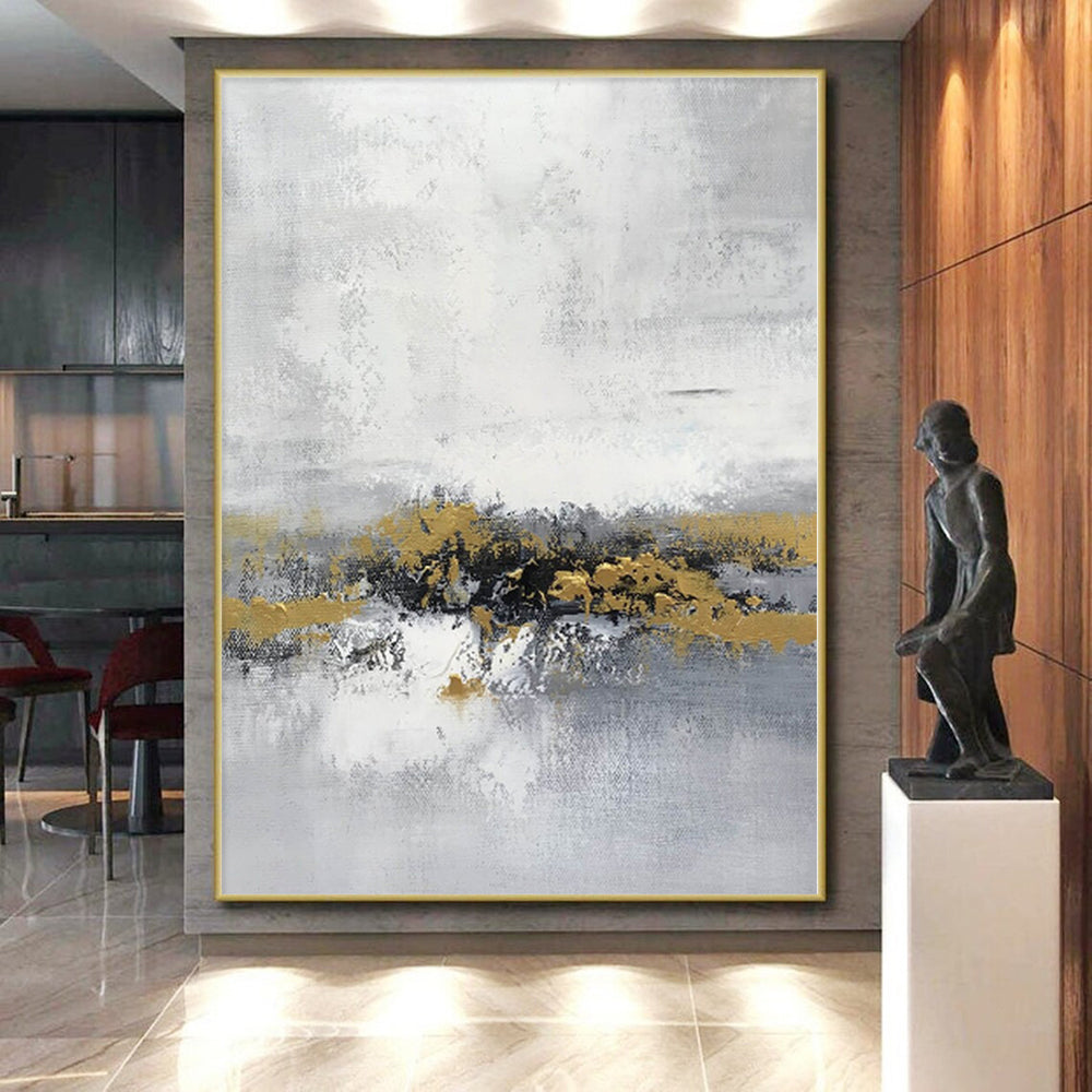 “Grey - Gold Abstract Horizon of Dreams” Painting On Canvas PS0380