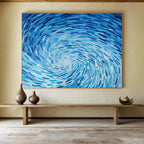 “Blue Swirl Abyss” - Blue Abstract, Impasto Oil Painting On Canvas DKS789