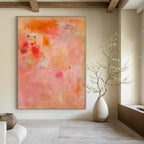 Pink, Orange, Yellow with Playful Shapes "Sunset Confetti" Abstract Painting On Canvas PS1379