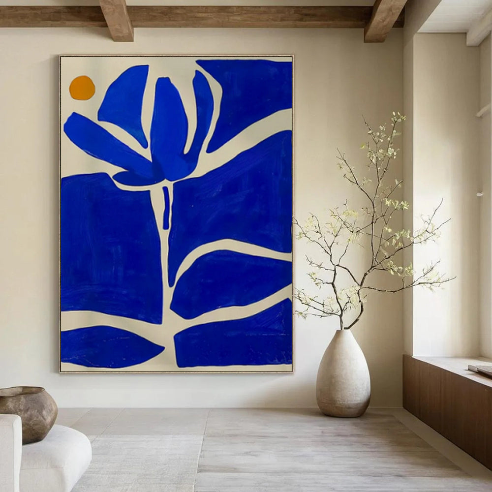 Blue and White Floral, "Blue Blossom" – Abstract Floral Painting On Canvas PS0949