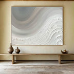 “Monochrome White Waves” - Smooth - Textured Painting On Canvas PT1527
