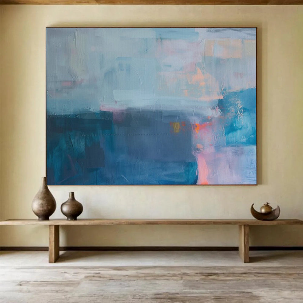 “Soft Blues & Hazy Shapes” - Abstract Color Blend - Painting On Canvas PT1685