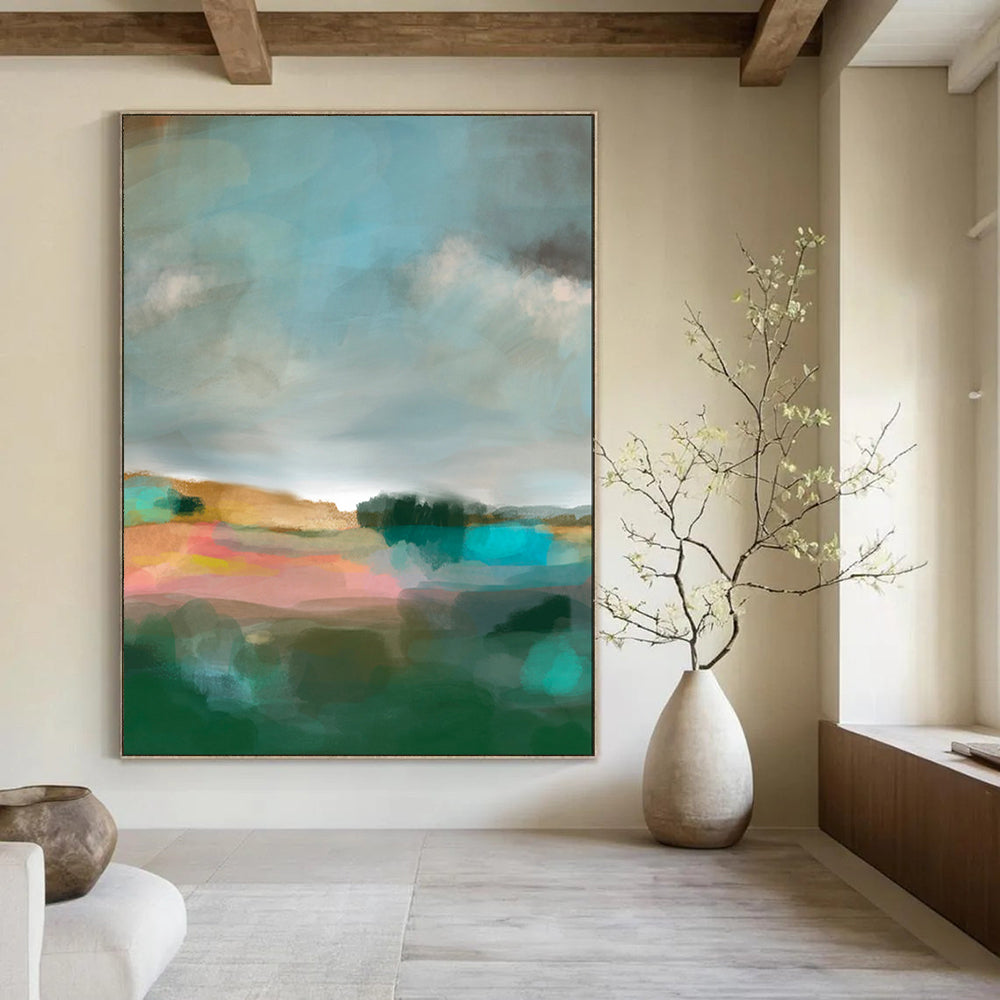 “Soft Blue - Colorful Abstract Landscape” - Abstract Landscape Painting On Canvas PT2011