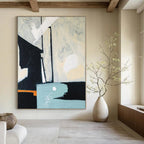 “Black, White, and Color Accents” - Abstract Still Life Painting On Canvas PT2378