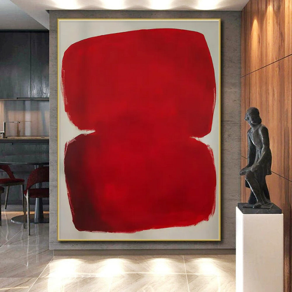 Red Shapes, "Bold Red Blocks" – Minimalist Abstract Painting On Canvas PS0879