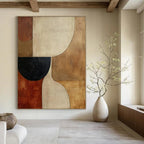 “Earth - Toned Geometric Shapes” - Geometric Abstract Painting On Canvas PT2365