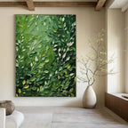 “Green Foliage Abstraction” - Botanical Abstract Painting On Canvas PS0193