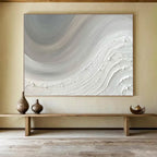 “Textured White Wave Abstract” - Textured Abstract Painting on Canvas, Great for Spa & Bedroom DKS584