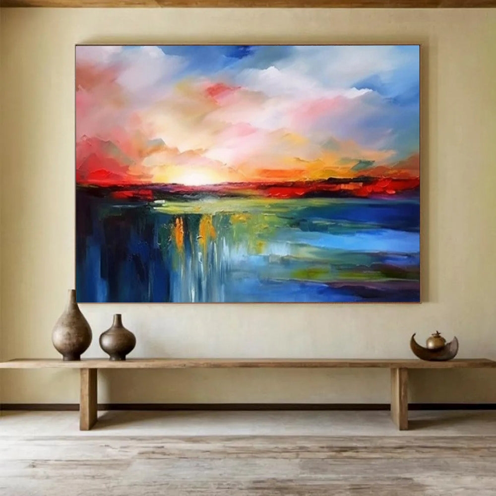 “Vibrant Waterfall Horizon” - Oil Painting, Landscape PT1596