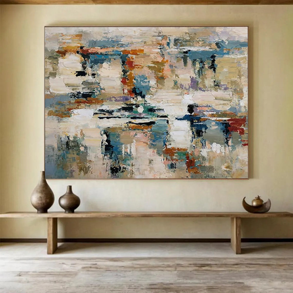 “Colorful Abstract Impasto Landscape” - Dynamic Textured Painting On Canvas PT012