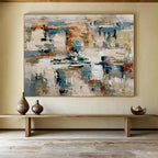 “Colorful Abstract Impasto Landscape” - Dynamic Textured Painting On Canvas PT012