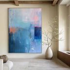 Blue, Teal, Orange and Pink with Textured Layers "Coastal Rhythm" Abstract Painting On Canvas PS1178