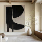 Black and White Organic Shapes "Shadow Play" Minimalist Painting On Canvas PS1073