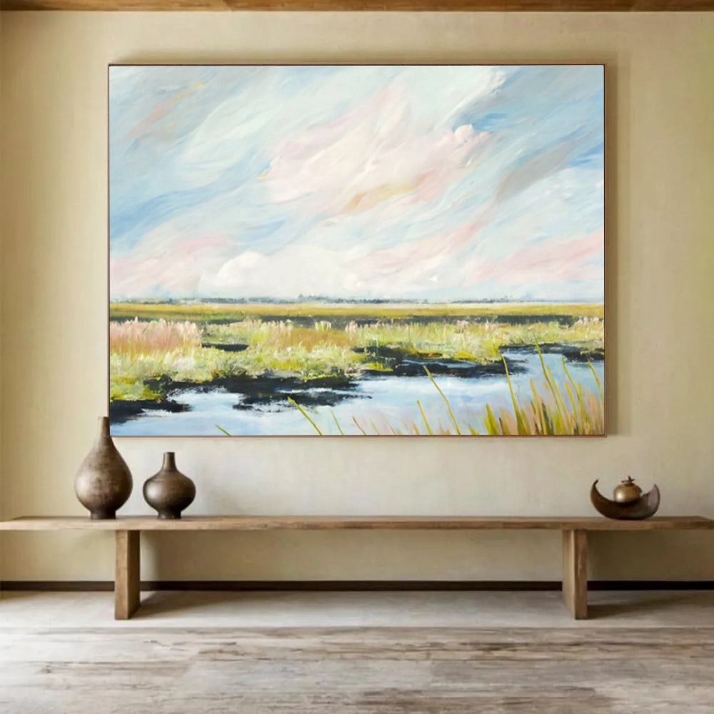 Marshland Skies - Marsh Landscape Oil Painting, Fit for Office & Conservatory DKS664