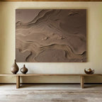 “Textured Sand Dune Waves” - Brown - Beige Abstract Painting On Canvas PT1570
