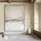 Light Gray Textured, "Misty Horizon" – Textured Abstract Painting On Canvas PS0966