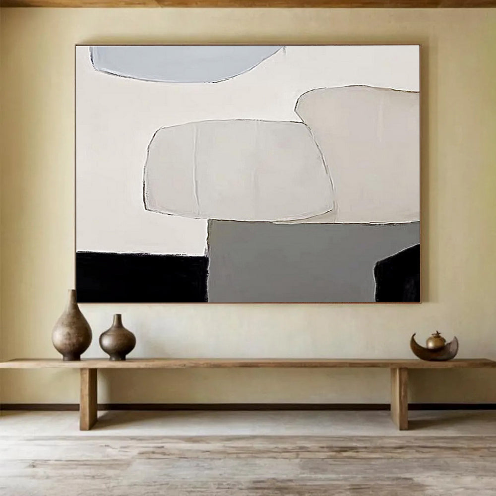 “Soft - Toned Minimalist Abstract Shapes” - Minimalist Abstract Painting, Great for Nursery & Guest Room DKS597
