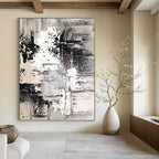 “Monochrome Meltdown: Black, White, Gray Abstract” - Dynamic Abstract Painting On Canvas DS392