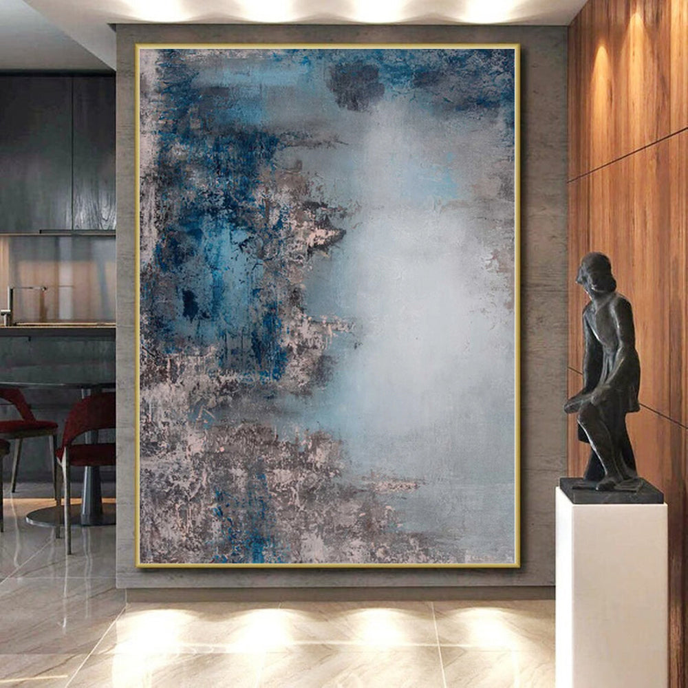 “Blue and Gray Abstract Mist” - Abstract Impressionist Painting On Canvas PS0021