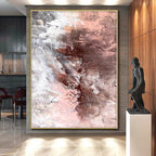 “Blush and Brown Abstract Fusion” - Abstract Minimalist Painting On Canvas PS0023