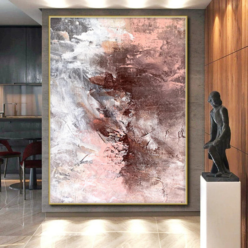 “Blush and Brown Abstract Fusion” - Abstract Minimalist Painting On Canvas PS0023
