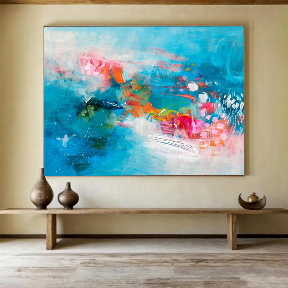 Blue - Toned Abstract Seascape Painting On Canvas DKS032