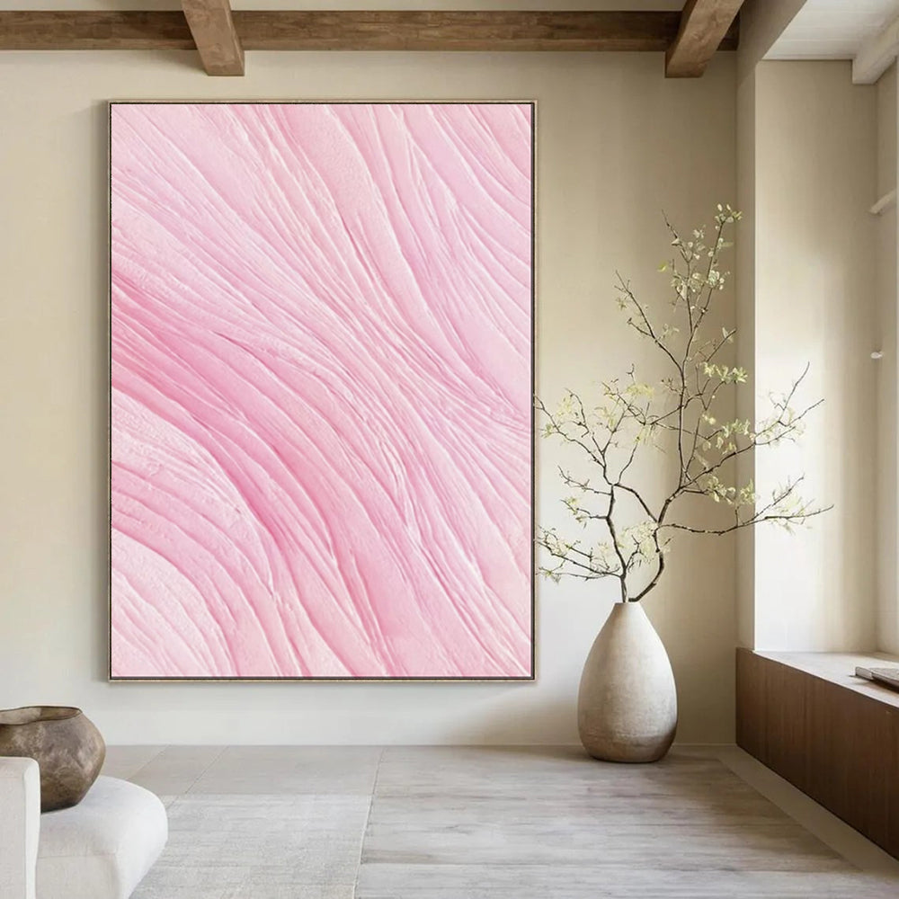 “Pink Wave Texture” - Abstract Textured Painting On Canvas PT1979