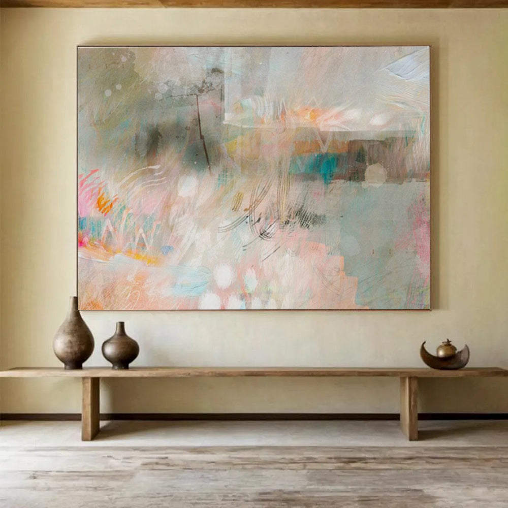 “Soft Pastel Abstract Layers” Abstract Painting On Canvas DKS203