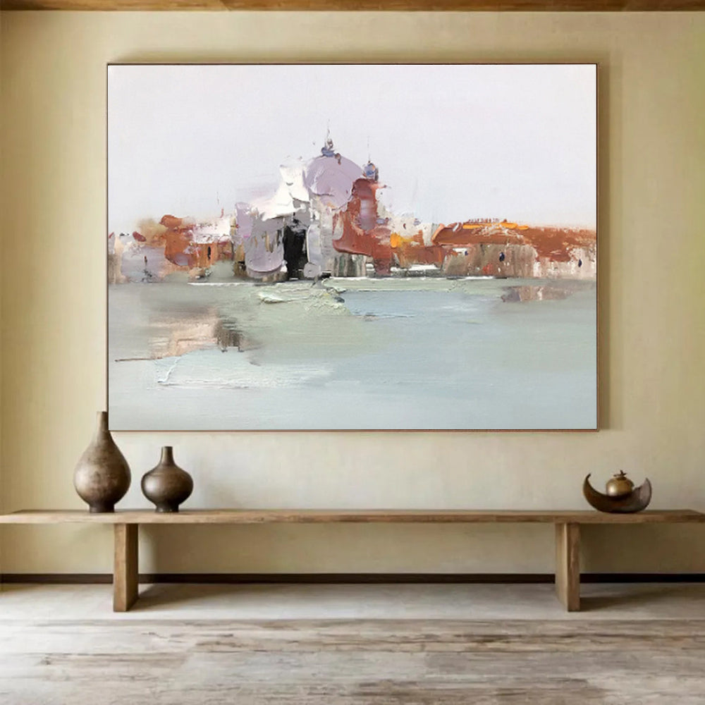 “Soft Venetian Impression” - Impressionistic Cityscape Painting, Suitable for Romantic Bedroom & Elegant Living Room DKS633