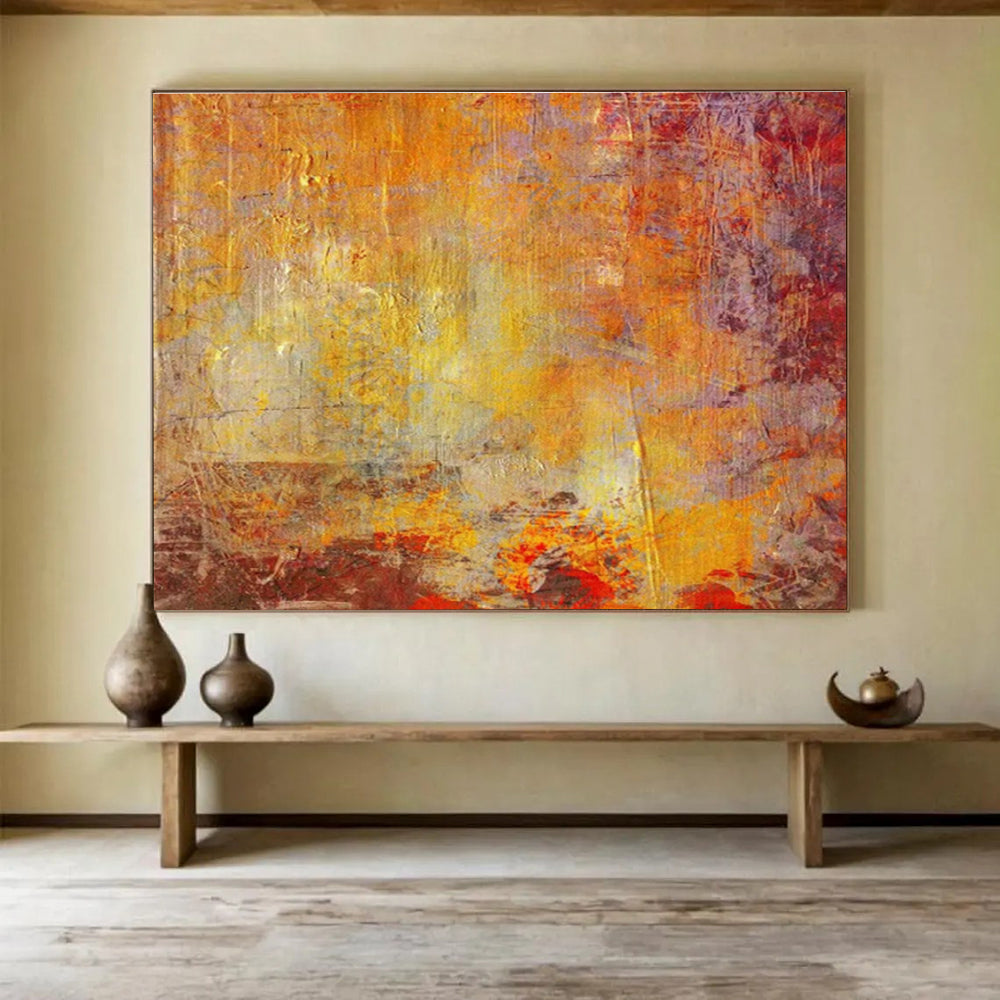 “Warm Orange - Purple Abstract Textures” Abstract Painting On Canvas DKS192