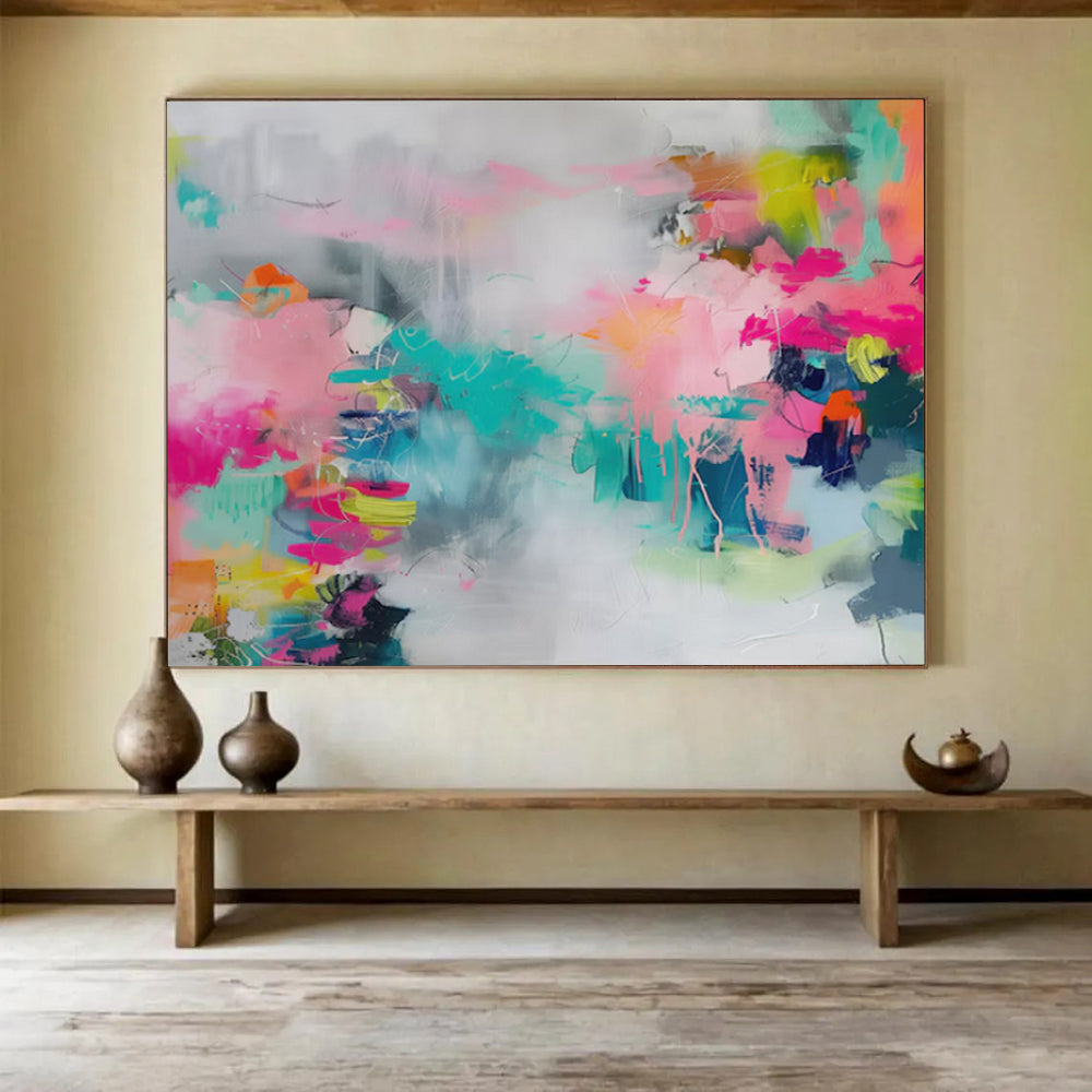 “Bright Pinks & Dynamic Strokes” - Abstract Gestural - Inspired Painting On Canvas PT1682