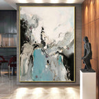 “Black - Blue - Silver Abstract Fluid Forms” - Mysterious Abstract Painting On Canvas PS0365