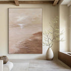 “Beige Sea and Shore” - Calm Coastal Scene Painting On Canvas DS341