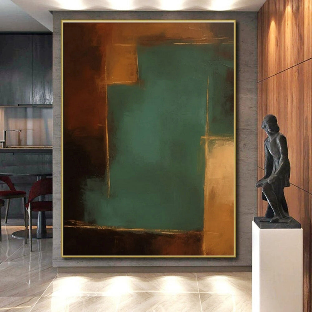 “Teal - Brown Abstract Contrast” - Teal, Brown Abstract Color - Block Painting PS0601