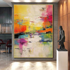 “Rainbow Abstract Energy” - Multicolor Abstract Expressionist Painting On Canvas PS0692