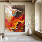 “Flamenco Dancer in Colorful Dress” - Vivid Oil Painting On Canvas PT2178