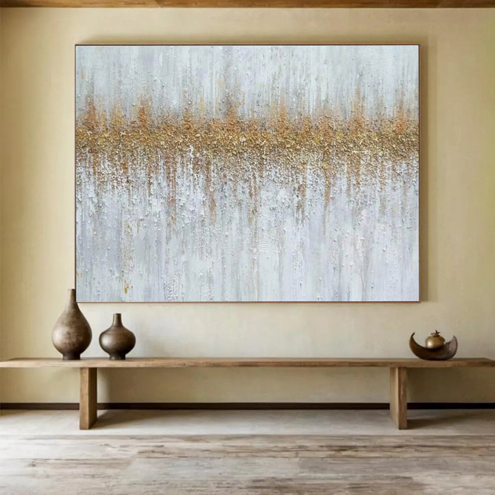 “White - Gold Textured Elegance” Painting On Canvas DKS302