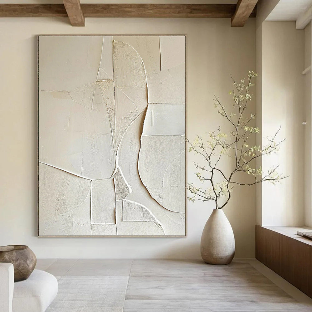 “White Textured Abstract” - Minimalist Abstract Painting On Canvas PT1314