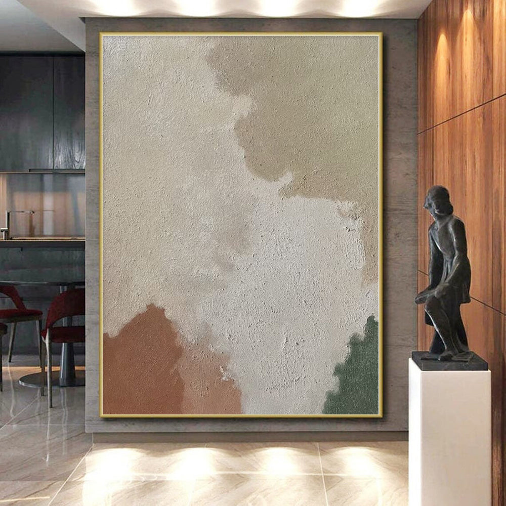 “Soft Color Patches” - Beige, Brown, Green Abstract Color Block Painting On Canvas PS0391