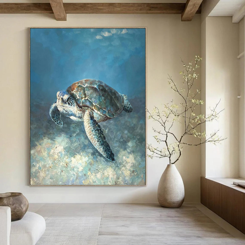 “Realistic Sea Turtle” - Realist - Inspired Animal Painting On Canvas PT1443