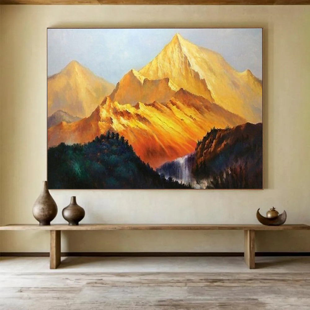 “Golden Peaks” - Realistic Landscape Painting On Canvas DKS433