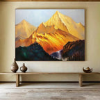 “Golden Peaks” - Realistic Landscape Painting On Canvas DKS433