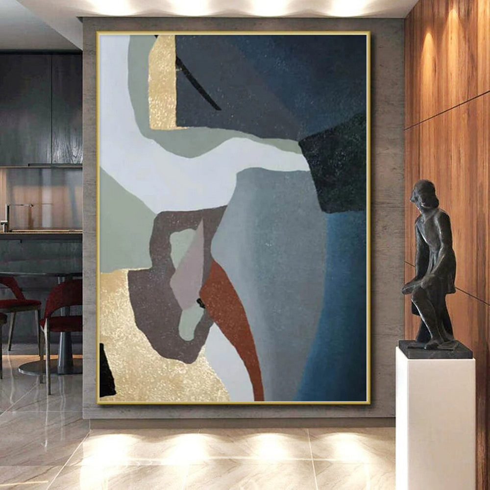 “Multi - Color Abstract Geometric Blocks” - Modern Abstract Painting On Canvas PS0371