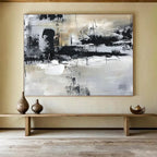 “Monochrome Abstract Strokes” - Black - White - Gray Abstract Painting On Canvas PT1565