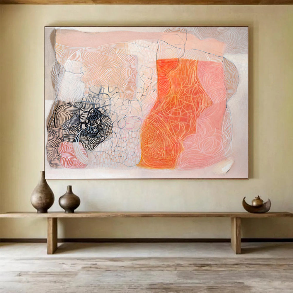 Pastel & Black Abstract Fusion Painting On Canvas DKS052