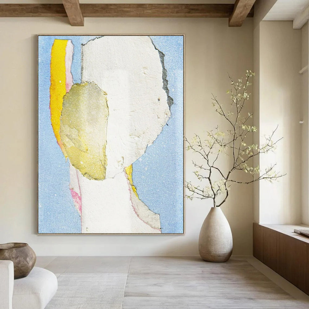 “Pastel Collage Portrait” - Mixed - Media Collage Painting On Canvas PT2225