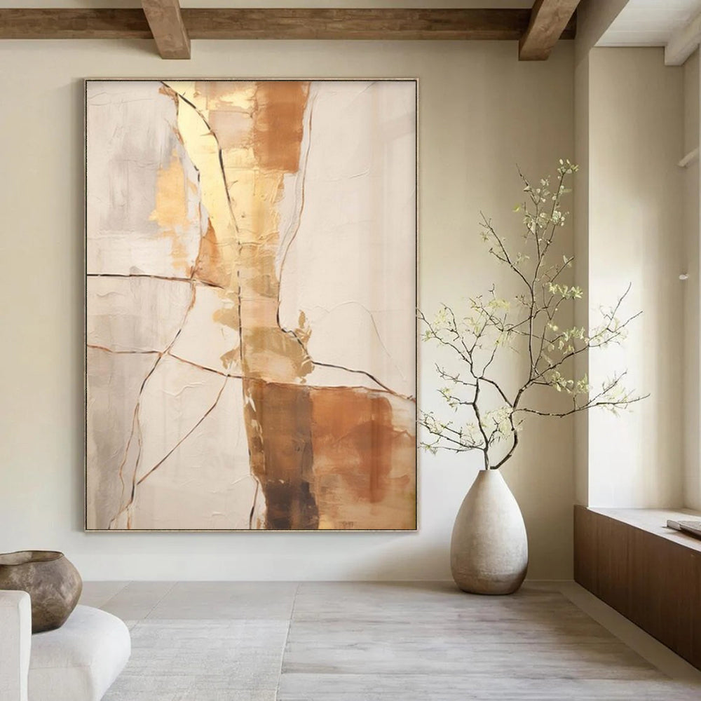 White, Gray, and Gold Textured "Fractured Beauty" Abstract Textured Painting On Canvas PS1052