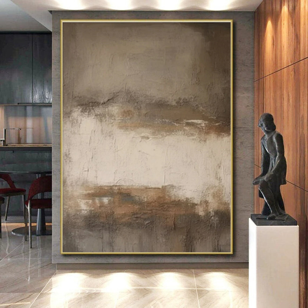 “Worn Neutral Layers” - Neutral Tones Abstract Minimalist Painting On Canvas PS0712