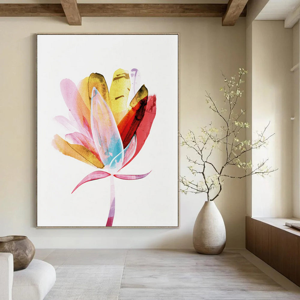 “Colorful Watercolor Flower” - Vibrant Hues with Fluid Petals Painting On Canvas DS215